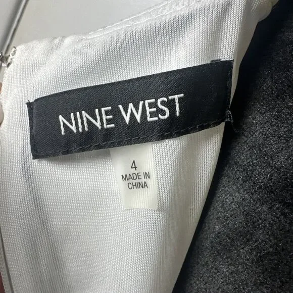 Nine West Women's Size 4 Blue White Lace Fit & Flare V-Neck Dress - Picture 5 of 7